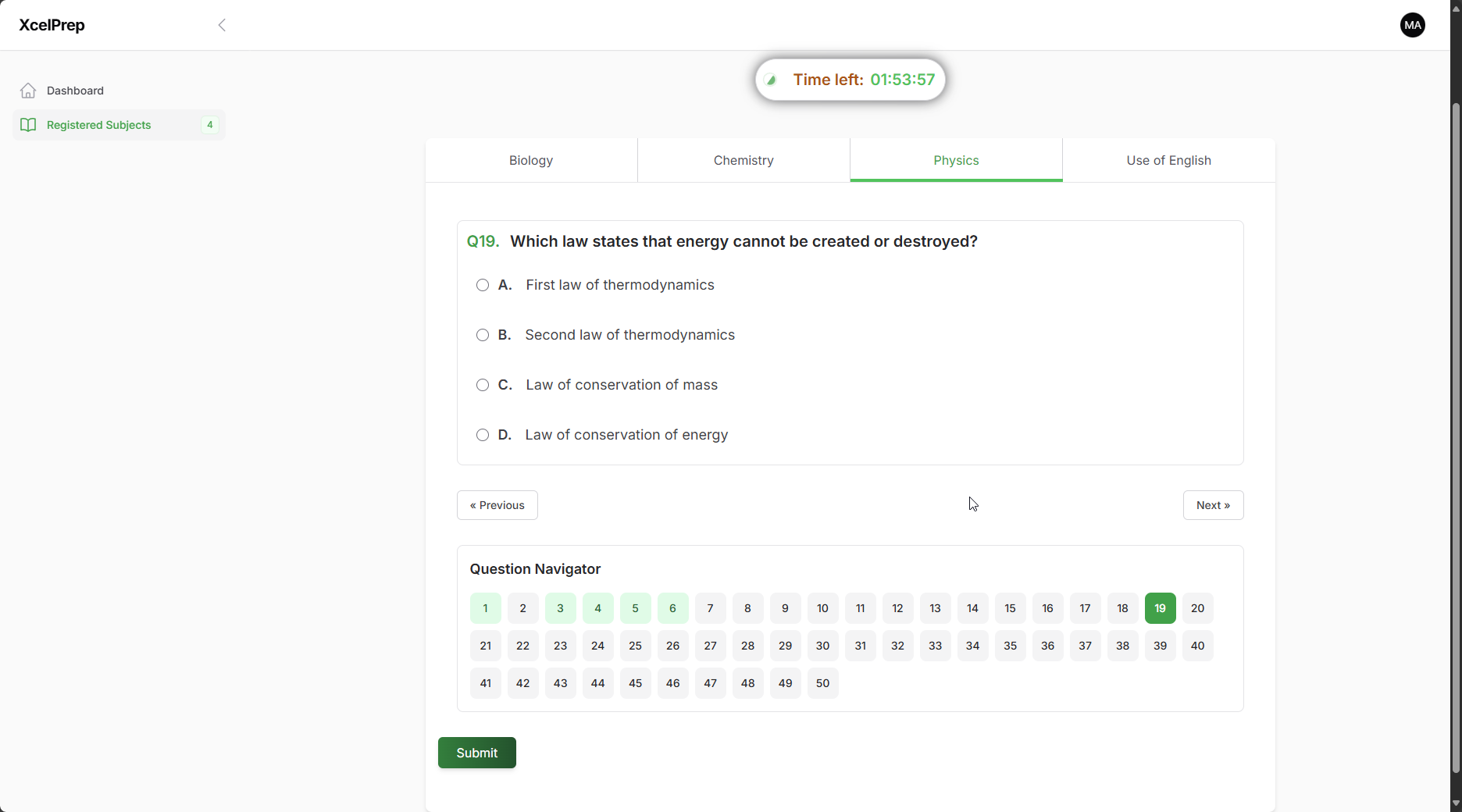 Registration form